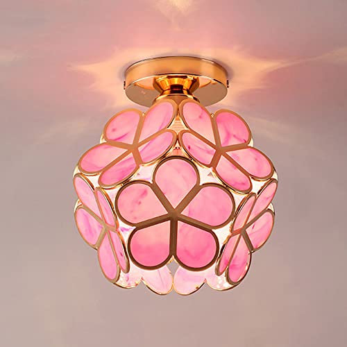 Mengjay Plafonnier Moderne en Métal et Cristal - Lampe de Salon Décorative Pour Couloir, Bar (Rose)