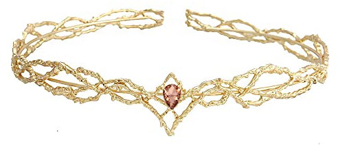 Krone mit Kristallen, Haarreifen, Brautkrone, Stirnreifen für Prinzessin oder Königin, für Geburtstag, Hochzeit, Halloween, Kostüm-Party (Gold Rosa Champagner)