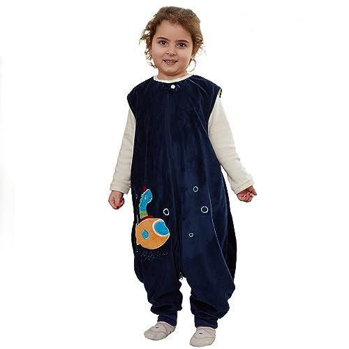 XQ&XG Baby Schlafsack mit Füßen 1.5 Tog,Babyschlafsack mit Beinen,Kinderschlafsack für mädchen und Junge,U-Boot,3-5 Jahre