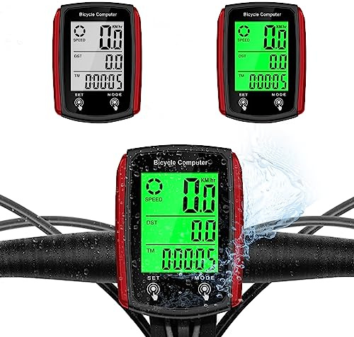Hilceriy Bike Computer and Bicycle Odometer Wired KM/H Bike Speedometer with Automatic Wake-Up Cycling Speed Tracker LCD Display & Single Mileage & Multi-Functions & Calories Statistics Accessories