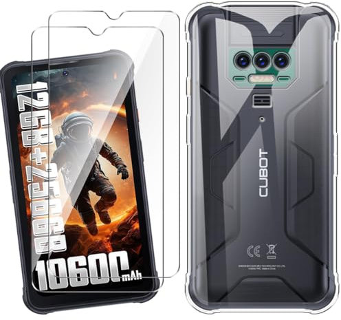 HuiYouMY Cover per Cubot KingKong 8 (6.53) con 2 Pezzi Pellicola Protettiva in Vetro Temperato, Trasparente Custodia Silicone Morbida TPU Ultra-Sottile AntiGraffio Antiurto Case - Clear