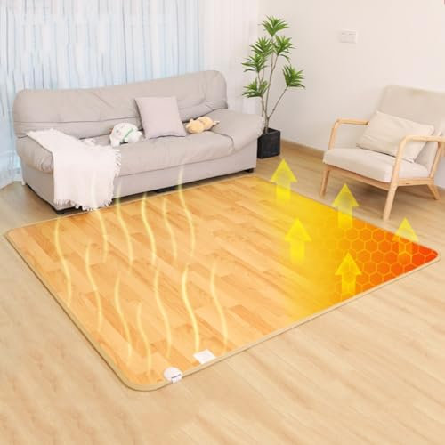 NATTCO Elektrisch beheizte Fußmatten, Verstellbarer beheizter Teppich, Holzstreifen, beheizte Fußmatten für Zuhause, für Wohnzimmer und Schlafzimmer (Size : 100x150cm)