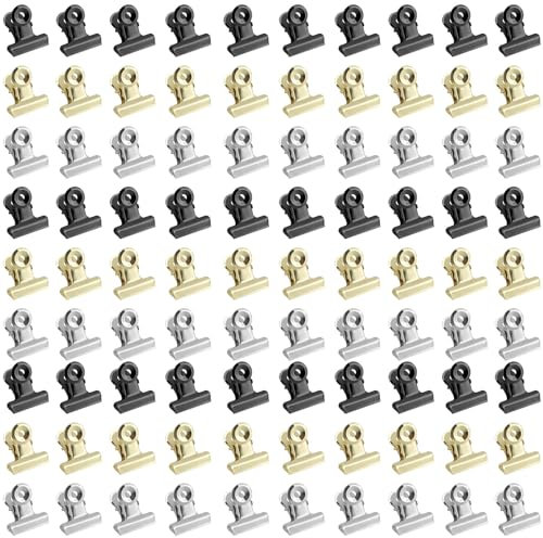 90Pcs Small Bull Paper Clips, 22mm Metal Hinge File Clamps, Mini Binder Hinge Clips for Photos, Food Bags, Drawing Board, Art Craft and Other Supplies for Home and Office Supplies, 3 Colors