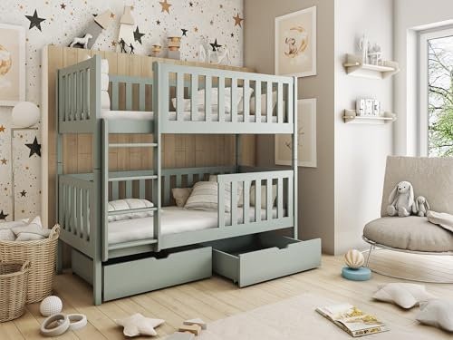 Horten Etagenbett/Stockbett Kiel mit Rausfallschutz und Schubladen für 2 Kinder - 80 cm x 160 cm - Kiefer