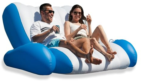 ZONETECH Aufblasbarer Pool-Liegestuhl – Hoch- und Trocken-Duo-Schwimmer, Getränkehalter und Griffe, robuste Lounge für See, Flussfloss, Strandkorb, perfektes Liegen-Geschenk, Pool-Angebote