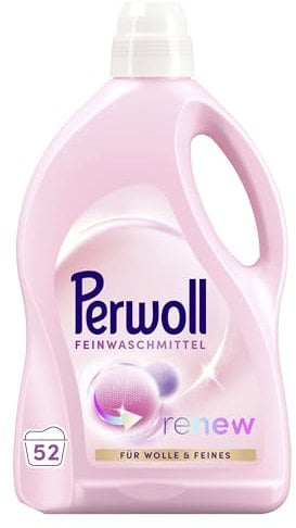 Perwoll Wolle & Feines Waschmittel (52 Waschladungen), Feinwaschmittel reinigt sanft, glättet und erneuert Fasern & verhindert Knötchen, mit Dreifach-Renew-Technologie