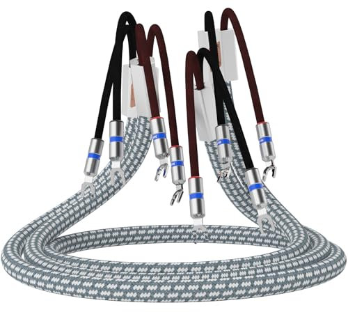 Monosaudio High End Hifi Lautsprecherkabel, S802S6R, 2.5M, Leiter aus reinem Kupfer, Rhodinierter Y-Spatenstecker Lautsprecherkabel für HiFi-Verstärker, AV-Receiver, Lautsprecher CD/DVD Decorder