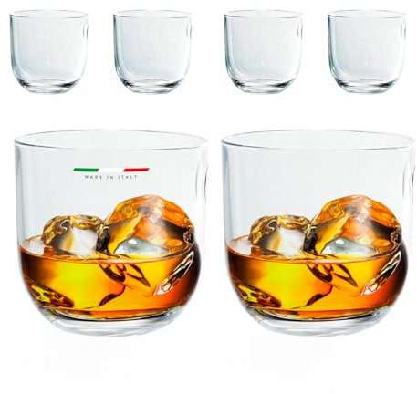 Avilia Set da 6 Bicchieri da Whisky e Acqua 350cc in Cristallo in Luxion®, Design Moderno e Accattivante, Cristalleria 100% Italiana
