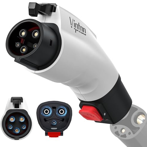 Adapter für Tesla auf J1772 EV-Ladegerät [nur auf J1772], Konverter bis zu 60 A, 250 V AC mit Drucksicherheitssperre, kompatibel mit Tesla Hochleistungssteckern, Ziel-/mobilen Ladegeräten, Weiß