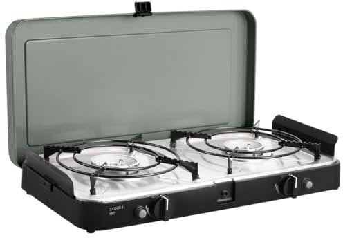 CADAC 2-Cook 3 Pro 30mBar - Gril de table pour usage intérieur et extérieur - Comprend un sac de rangement pratique - Raclette - Noir - Vert - Barbecue