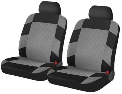 Adunsiaoto 2 Stück Universell Auto-Sitzschoner Vorne, Universal Anti-Kratz Autositzbezüge Für Vordersitze, Universell Front Sicher Stoff Auto Sitze Abdeckung(Grau)