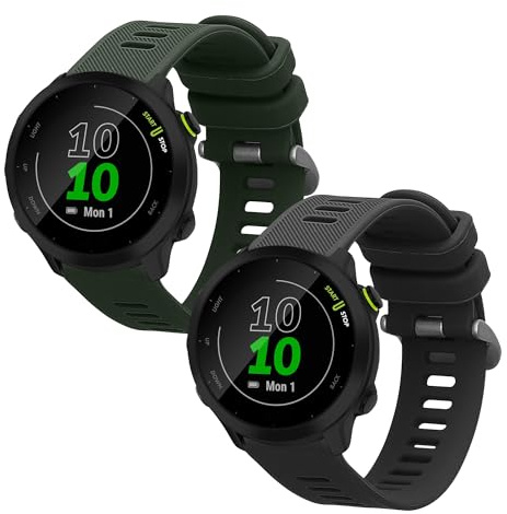 kwmobile 2x Uhrenarmband für Garmin Forerunner 55 / Forerunner 165/245 / 645/570 42mm Armband - Fitnesstracker Band Set aus TPU Silikon - Ersatzarmband Smartwatch