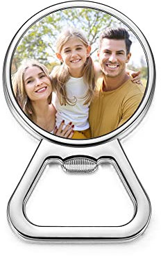 Zysta Apribottiglie in Metallo con Foto Personalizzata Birra Feste Portatile Apri Bottiglie Personalizzato Logo Immagine per Uomo Donna Apribottiglie con Manico Regalo per Lui Fidanzati Papà (Rotondo)