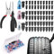 Samulee Omsscun 62 Pezzi Kit Riparazione Pneumatici Moto, Ripara Gomme Auto con Cacciavite, Chiodo per Riparazione Pneumatici Sottovuoto, per Auto Moto Camion Trattori