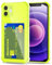 Svanove for iPhone 12 Mini Case Wallet Clear, Card Holder Case with Credit Card Slot, Thin Slim Transparent Silicone Grip Soft Rubber Protective Shockproof Airbag Bumper for Women, Neon Green