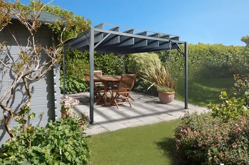 Cazeboo Pergola bioclimatique Bahia 3x3m Toile Gris Anthracite