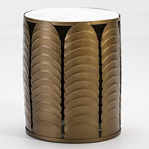 MESA AUXILIAR 41X41X51 MARMOL BLANCO/METAL DORADO