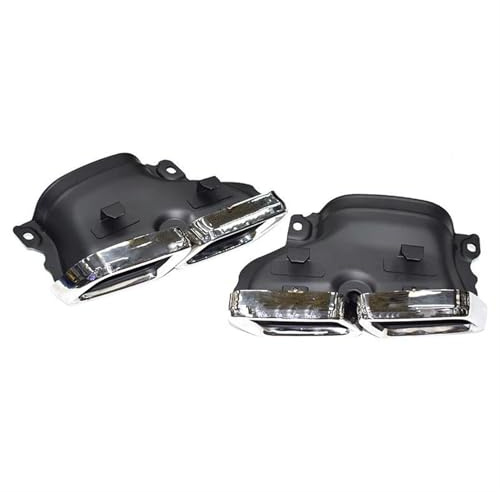 DZSQTUND Auspuffblenden Für Mercedes C-Klasse W205 C200 C300 C260 C180 Für AMG 2015-2018 Mattschwarzer Auspuffschalldämpfer Mit Quadratischer Öffnung Auspuff Blende(Silber)