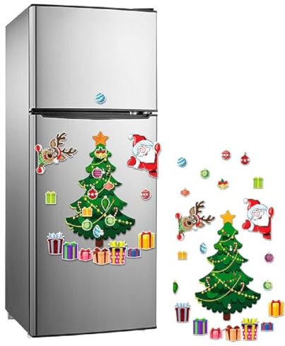 Magnetic Christmas Tree for Refrigerator Decorations - Themed Sticker for Fridge, Metal Door, Garage (A)