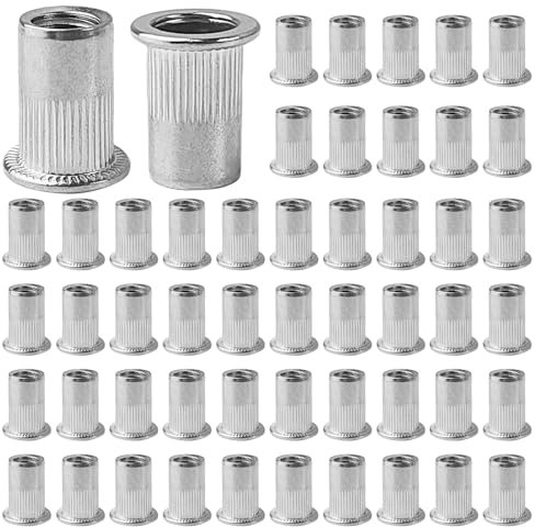 100 Pezzi Rivetti Filettati M8, Acciaio Inossidabile, con Corpo Scanalato Inserti Filettati, 10 mm Inserti Rivetti Ciechi, Adatti per Pannelli in Metallo e Plastica (argento)