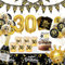 WINAROI 30 Geburtstag Deko Männer Frauen, 30. Schwarz Gold Luftballons mit Windlicht Tischdeko Servietten Tischdeck, Deko 30. Geburtstag Luftballons, Birthday Party Decorations