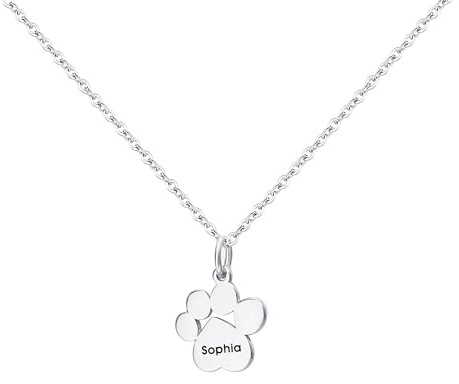 GROBTE Personalisierte Pfote Drucken Halskette Eingraviert Name Halskette Benutzerdefinierte Hund Pfote Anhänger Halskette Mit 1-4 Namen Pet Memorial Schmuck Geschenk Für Tierliebhaber