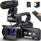 Videokamera 6K Camcorder 64MP 18X Digitalzoom Vlogging Kamera mit IR Nachtsicht für YouTube, Webcam Camera WiFi Videokamera mit 4500mAh Akku,SD-Karte, Handstabilisator, Mikrofon und 2,4G Fernbedienung