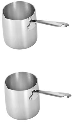TOPBATHY 2 Piezas Olla de Leche sartenes Cacerola Utensilios de Cocina Amoladora Soja cozinha Kitchen aceitero Mini sartén Bandeja de Leche de Acero Inoxidable Acero Inoxidable 304 Silver