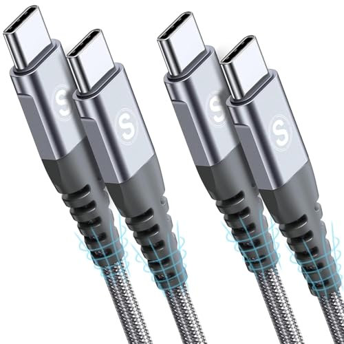 2-Pack 6m 60W USB C to USB C Charger Cable, PD Type C Super Fast Charging for iPhone 17 air 16 15 MacBook iPad Pro, Samsung Flip Fold 7 6 5 S26 S25 S24 S23 Ultra, Steam Deck, Nintendo Switch etc