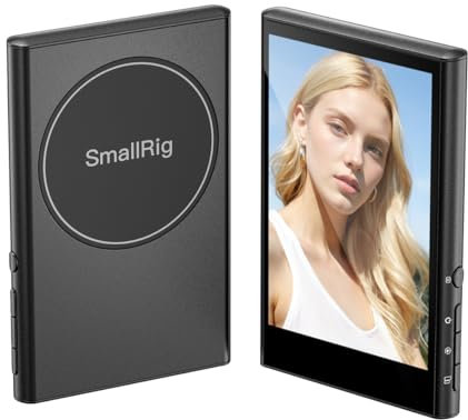 fesoklaf Phone Vlog Selfie Monitor Bildschirm, Magnetische Handyhalterung, Rückkamera Monitor Teleprompter, Wireless Bluetooth Fernbedienung für Selfie/Vlog/Live Streaming (Schwarz)