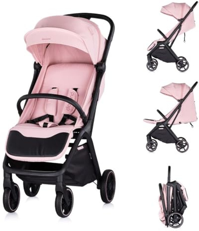 Chipolino Kinderwagen Diamond klappbar, Korb, PU-Rollen, Sonnendach, Beinstütze rosa