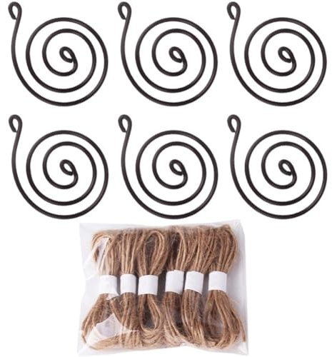 Ymxygz 6 Stück Hängende Luftpflanzenhalter, Kleine Tillandsia-luftpflanzen-aufhänger, Geometrischer Draht-luftpflanzen-Display-pflanztopf Hanfseil, Metall-hängehalter