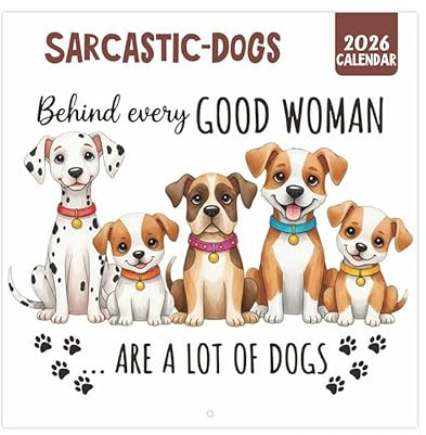 Mainiusi Hundekalender 2026, Lustige Wandkalender 2026 Hunde Kalender Karikatur SARCASTIC-DOGS Kalender Hunde 2026 Hundekalender Tischkalender 2026 für Büro, Familien, Hotels