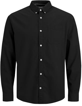 JACK & JONES Chemise décontractée à Manches Longues pour Homme Adulte - Coupe ajustée - 100% Coton - À Carreaux - Bleu Marine - Taille M, Noir (Noir Noir), XXL