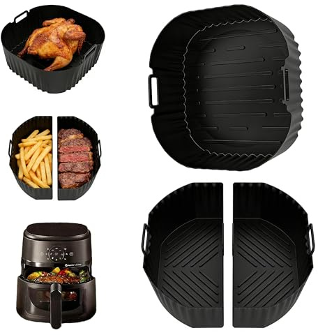 3 Stück Airfryer Silikonform für Heißluftfritteuse - Spülmaschinenfestes & wiederverwendbares Zubehör für COSORI, Russell Hobb, Chefman, Ninja, Cecotec. Ideal für fettarmes Kochen und Backen