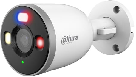 Dahua F5D-PV Überwachungskamera Aussen mit KI-Erkennung & Abschreckungsalarm, Outdoor Kamera mit Rot-Blau Blinklicht, 5MP Farb-Nachtsicht, IP67 Schutz - Außenkamera, WLAN Kamera Outdoor