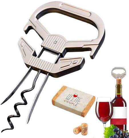 Apribottiglie a due denti per vino, per cameriere, , casa, hotel, occasioni festive, Natale, bottiglie fragili
