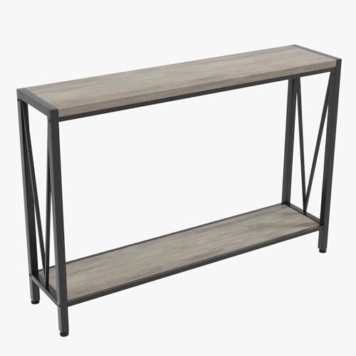 GarveeHome Console étroite Et Longue – Table d'Entrée Fine avec Cadre en Métal Et Pieds Réglables – Idéale Derrière Un Canapé pour Le Couloir Et Le Salon – Montage Facile