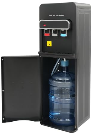 Dispensador de agua inferior de 3 temperaturas – Dispensador de agua de pie con protección infantil y protección contra ebullición en seco, agua caliente y fría, 550 W, potencia de calentamiento 1,1