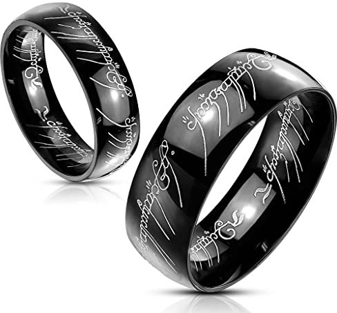 UrbanBijoux Bague Anneau Femme Homme tungstène Noir Lord Le Seigneur des Anneaux - 70