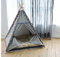 Lily&her friends -Haustier-Tipi,Baumwoll-Leinen-Zelt für Hunde (Welpen) und Katzen,waschbares,Wigwam,tragbare Hundezelte,Haustierhäuser von indischem Design mit dickem Kissen (grau,kleine Sterne,groß)