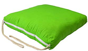 4er Set Sitzkissen Stuhlkissen mit Schleife 45cm Groß Eckig Grün | Outdoor im Garten als Stuhlauflage oder Indoor als Stuhl Kissen im Wohnzimmer oder Küche | Eckiges Bodenkissen aus Baumwolle
