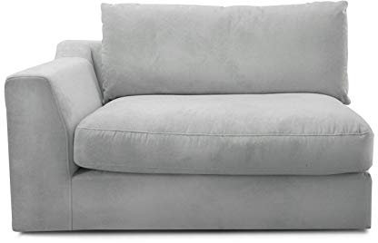 CAVADORE Sofa-Modul Fionamit Armteil links / individuell kombinierbar als Ecksofa, Big Sofa oder Wohnlandschaft / 138 x 90 x 112 / Webstoff hellgrau