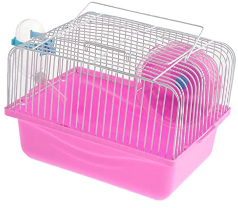 Fenteer Transportbox Kleintierträger 23x17,5x16cm, mit Radflaschenschale, Rosa