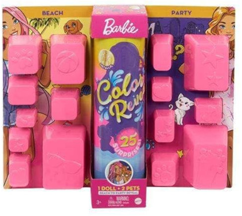 Barbie GPD55 - Color Reveal Ultimate Reveal, +25 Überraschungen, 2 Tiere, Tag-Nacht-Wechseloutfits: 15 Überraschungstüten mit Puppenmode, Farbenthüllung in Wasser, 8 Farbwechseleffekte; ab 3 Jahren