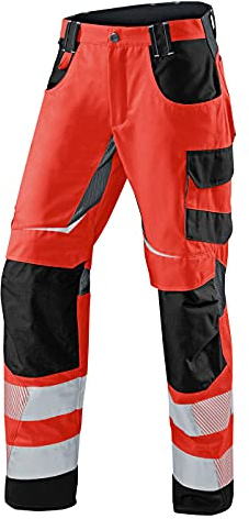 KÜBLER REFLECTIQ Sommerhose PSA 2 – Sommerhose mit Reflex- und Ventilationseinsatz, ergonomische Arbeitshose warnrot/schwarz Gr. 42