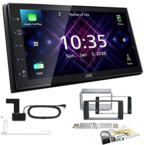 JVC KW-M565DBT 2-DIN Autoradio mit DAB Antenne passend für Man TGX ab 2007 schwarz