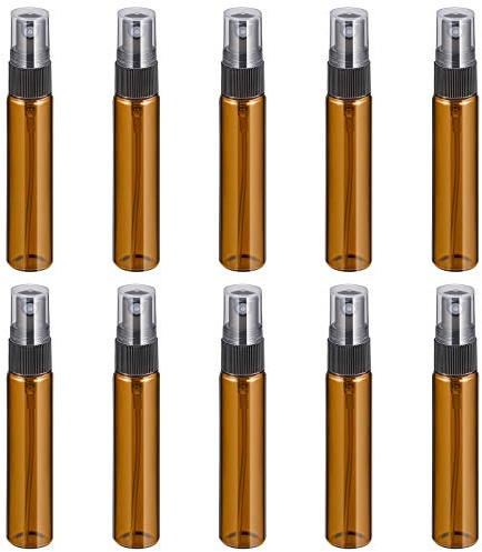 FRCOLOR Amber Glass Spray Bottle,10pcs Refillable Mini Clear Empty Spray Bottle Small Fine Mist Spray Bottles for Essential Oils,Cleaning Products, Aromatherapy(10ml)