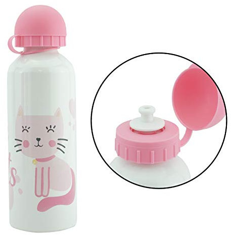 Little Cat White 500ml Licensed Aluminium Canteen Drinking Flask Summer Water Bottle For Camping Hiking Travel Bottles School Kids Girls 3+ Years