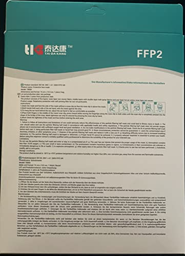 Taidakang FFP2 Maske CE zertifiziert Atemschutzmaske Atemmaske Mundschutzmaske einzelverpackt im PE durch Stelle CE 1463 EU zertifiziert Staubmasken Schutzmaske (10, Weiß)